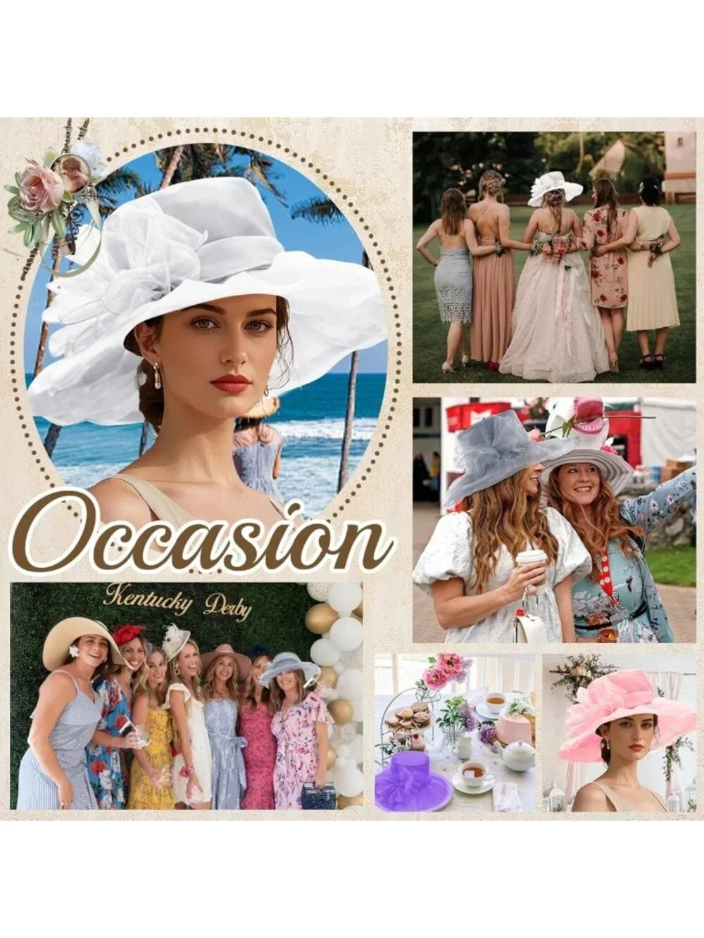 Elegant Vintage Organza Fascinator Derby Hat for Women - Tea Party & Wedding